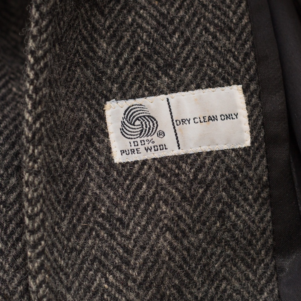 Vintage 100% pure wool full length coat herringbone tweed J.G Hook M - Picture 15 of 16